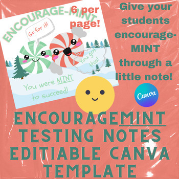 Preview of Encouragement/mint Notes for Testing Canva Template Link, Editable