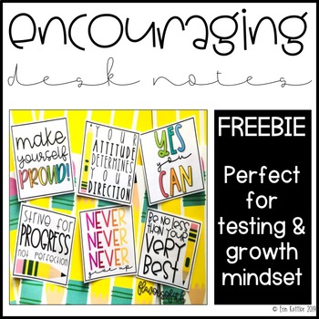 Preview of Encouraging Desk Notes/Testing Motivation FREEBIE