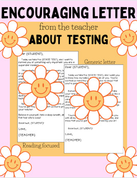 Preview of Encouraging Letter to Student for Testing
