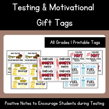 Preview of Encouraging & Motivational State Testing Desk Notes | Treat Tags for Students