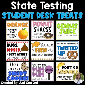 Preview of Encouraging & Motivational State Testing Desk Notes & Treat Tags for Students