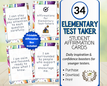 Preview of Encouraging Test Taker Affirmation Cards for Elementary Students