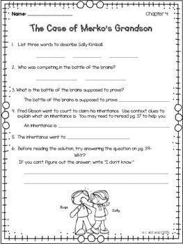 Encyclopedia Brown Boy Detective Comprehension Questions By Abc123is4me