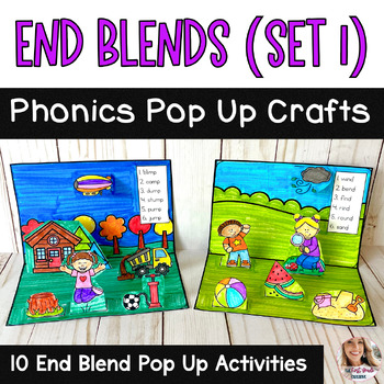 Preview of End Blends Phonics Pop Up Crafts and Spelling Activities SET 1