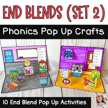 Preview of End Blends Phonics Pop Up Crafts and Spelling Activities SET 2