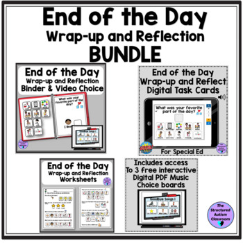 Preview of End of the Day Wrap-up Reflect Digital, Printable Binder & Worksheets SPED