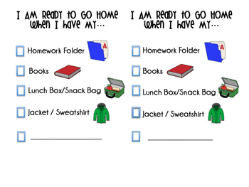Preview of End Of Day Checklist- Packing Your Backpack Visual Checklist