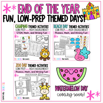 Preview of End Of School Themed Activity Days Bundle