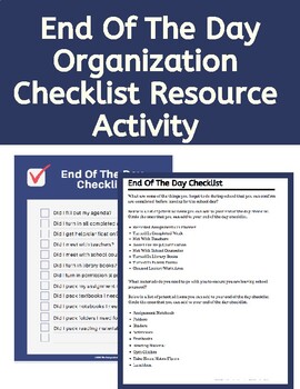 Preview of End Of The Day Checklist Resource Activity