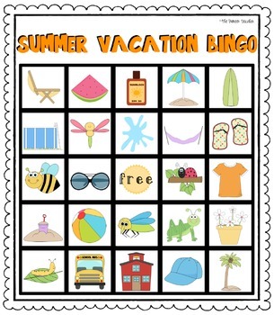 Summer Vacation Bingo Game  ESL Vocabulary Based Activity – Hot Chocolate  Teachables