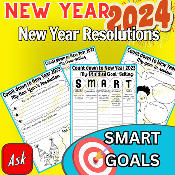 Preview of End Of The Year Activities Reflection, SMART Goals, New Year 2024 Resolutions.