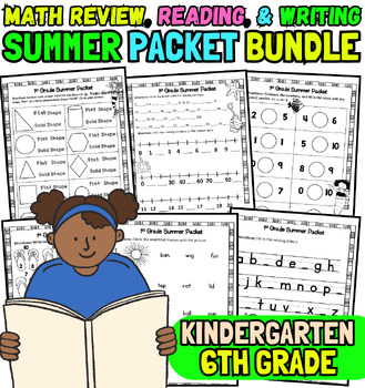 Preview of End Of The Year Activities Summer Packet Math Review,Reading Comprehension Sheet
