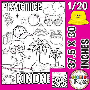 Preview of End Of The Year Kindness Coloring Summer SEL Bulletin Board Collaborative Poster