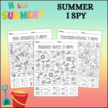 Preview of End Of The Year Summer I SPY Coloring Pages | Beach day, Ice cream, Watermelon