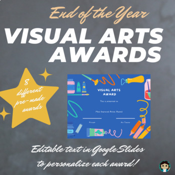 Preview of End Of The Year Visual Arts Awards Editable Text In Google Slides