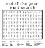 End Of The Year Word Search For Kids