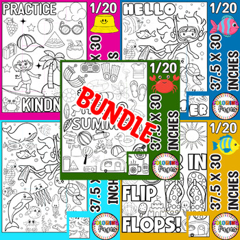 Preview of End Of The year Coloring Summer Bulletin Board Decor Collaborative Poster Bundle