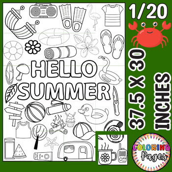 Preview of End Of The year Coloring Summer Bulletin Board Fun Decor Collaborative Poster