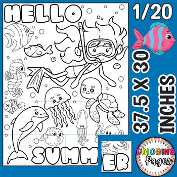 Preview of End Of The year Coloring Summer Bulletin Board Ocean Decor Collaborative Poster