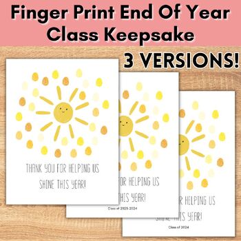 Preview of End Of Year Class Keepsake Fingerprint Teacher Appreciation Gift Class Memory