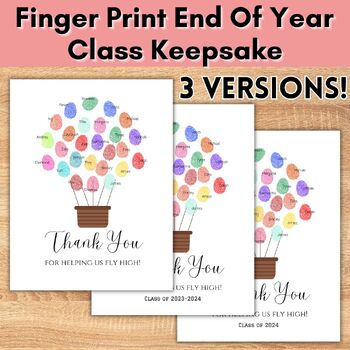 Preview of End Of Year Class Keepsake Fingerprint Teacher Appreciation Gift Class Memory