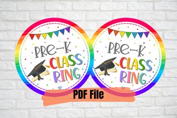 Preview of End Of Year Class ring gift tags, 2024 PRE-K graduation ring pop gift .