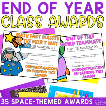 Preview of End Of Year Classroom Awards Certificates, Space Themed