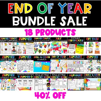 Preview of End Of Year Kindergarten Math, Literacy, and Classroom Management Bundle