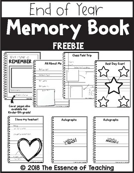 End of Year Teacher Gift - Book of Memories (FREE Printable