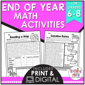 Preview of End Of Year Middle School Math Activities