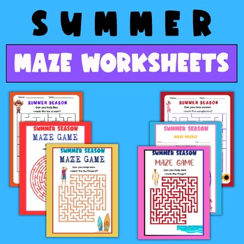 Preview of End Of Year Summer Maze Worksheets, Maze Game, Summer Game