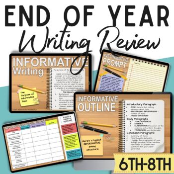Preview of End Of Year Writing Review Argument Informative Narrative Literary Analysis