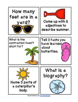 End Of Year/Summer Calendar Task Cards by Second Grade Style | TpT