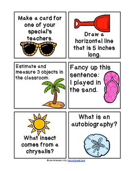 End Of Year/Summer Calendar Task Cards by Second Grade Style | TpT