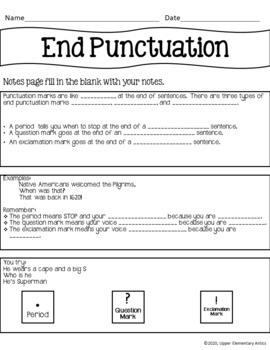 End Punctuation Worksheets by Upper Elementary Antics | TpT