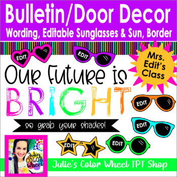 Preview of End Start Beginning of Year Bright Future Summer Bulletin Door Decor Editable