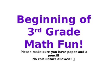 Preview of End of 2nd/Beginning of 3rd Grade Math Assessment (Based on CC Standards)