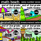 End of 2nd Grade Math Review - Task Cards and Worksheets f