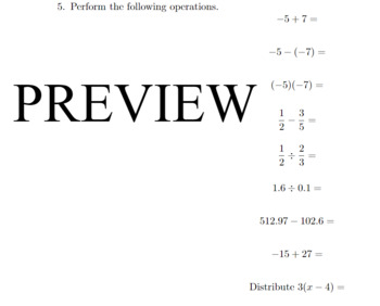 Preview of End of 8th Grade Math Screening Assessment