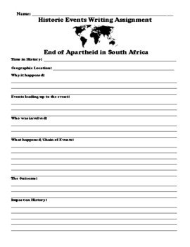 Preview of End of Apartheid in South Africa WRITING ASSIGNMENT