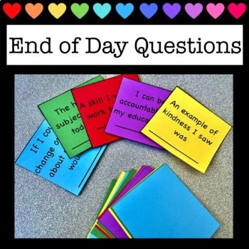 Preview of End of Day Questions: Classroom Meeting/Daily Reflection/Behavior Management