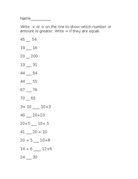 Preview of End of First Grade Math Review Packet