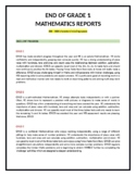 End of Grade 1 Reports - Math Comments