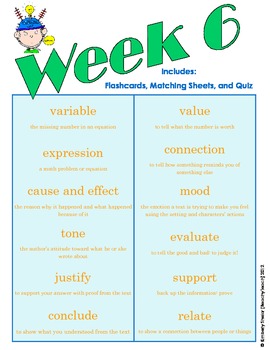 Week Vocabulary 6 Flashcards