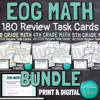 Preview of End of Grade Math Review Task Cards Bundle for 3rd 4th 5th EOG Prep