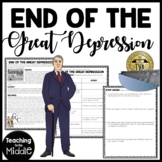 End of Great Depression Reading Comprehension Worksheet U.