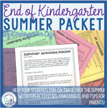 Preview of End of Kindergarten Summer Packet