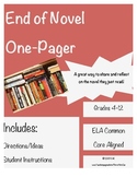 End of Novel/Book Report One-Pager