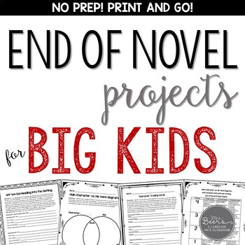 Preview of End of Novel Projects for Middle School Grades 4-6