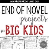 End of Novel Projects for Middle School Grades 4-6